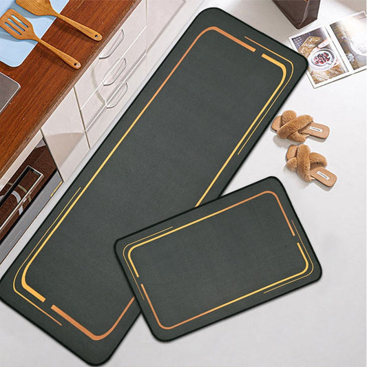 2 pcs set  Plain  Kitchen , Bathroom ,HomeDecor Anti-Slip Absorbent Mat & Runner   (A)