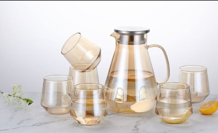 Glass Jug Sets 6pcs High Borosilicate Heat Resistant Hot Water Jug