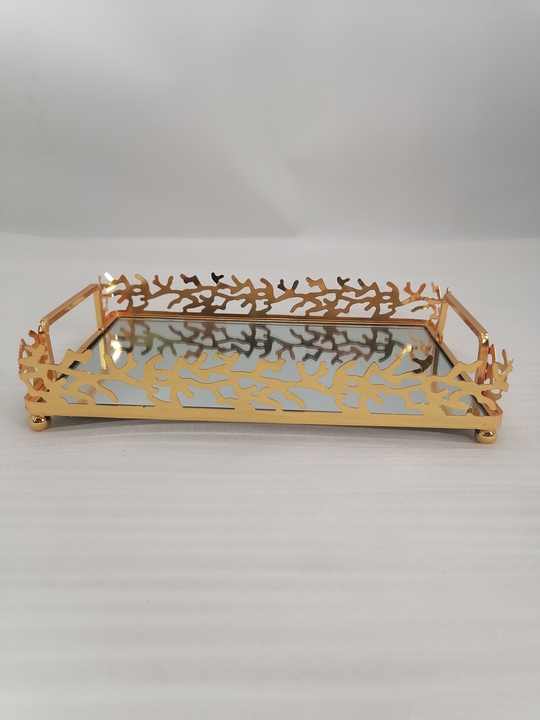 Latest Design Gold Rectangular Mirrored Tray