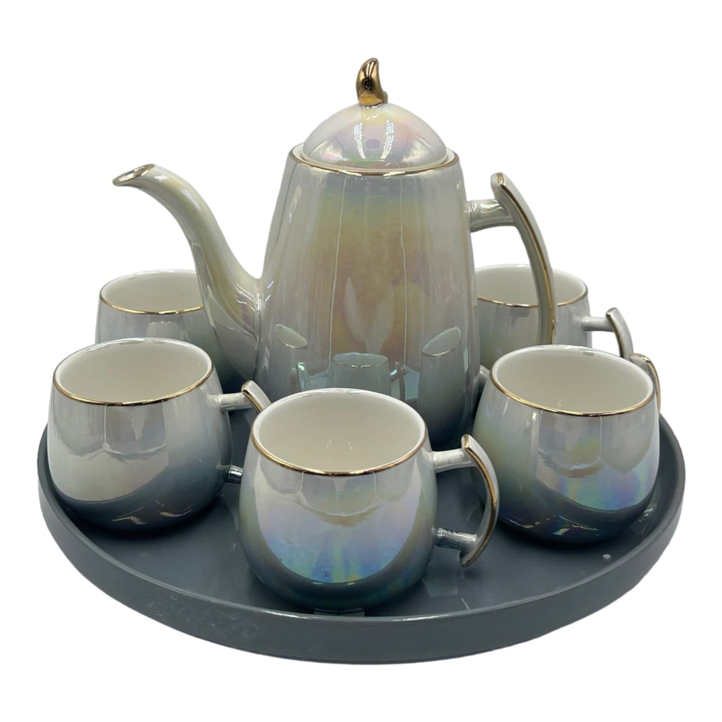 Ceramic Tea Set With 6 Cups 1 Kettle And 1 Tray