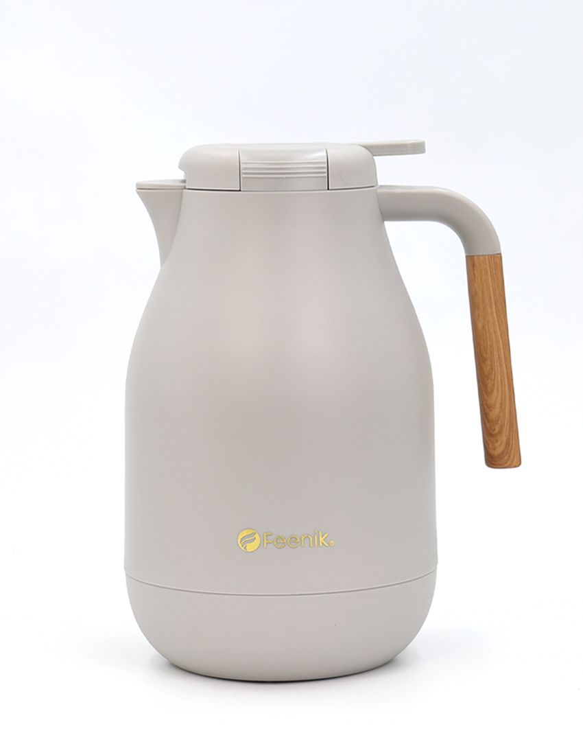 Thermal Coffee Carafe Flask With Wooden Style Handle