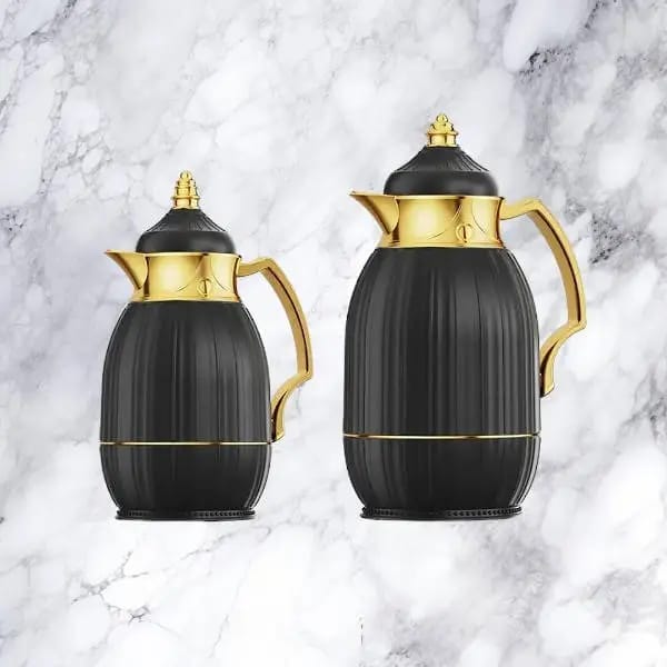 Arabic Coffee Thermos With Stylish Golden Handle Set of 2