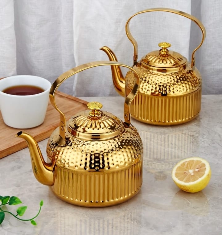 Arabian Style Stainless Steel Kettle With Dots And Lines Pattern