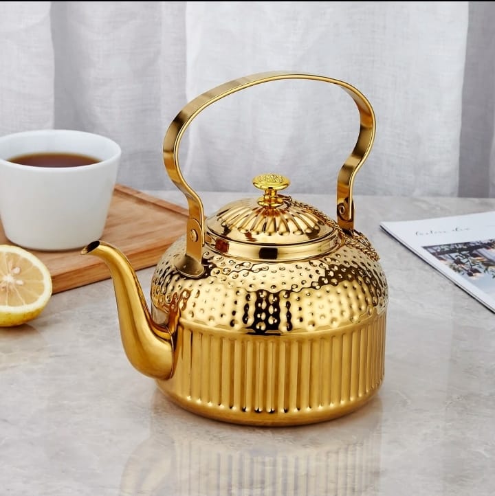 Arabian Style Stainless Steel Kettle With Dots And Lines Pattern