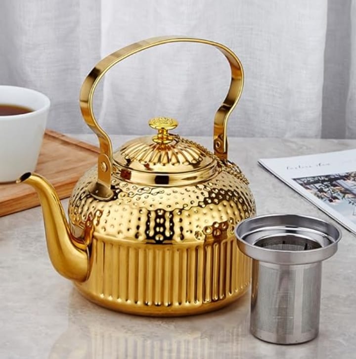 Arabian Style Stainless Steel Kettle With Dots And Lines Pattern