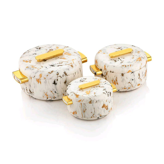 Marble Pattern Insulated Hotpot Set of 3