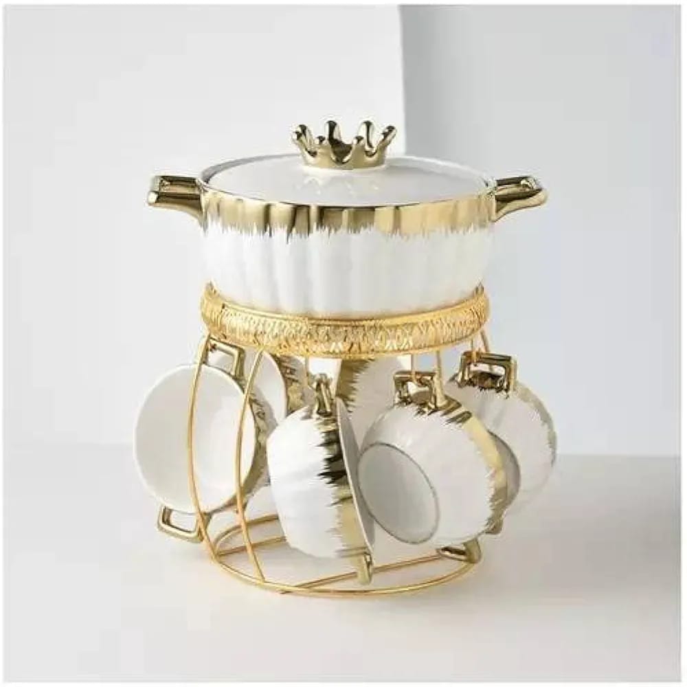 Nordic Style Ceramic Soup Set With Golden stand