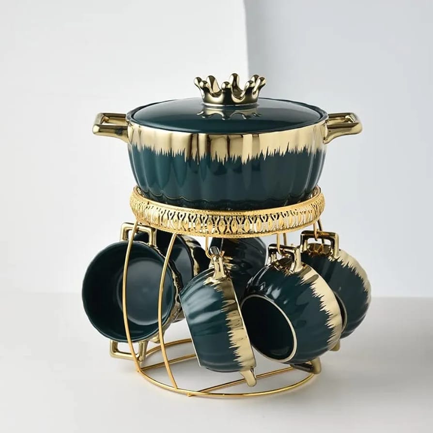 Nordic Style Ceramic Soup Set With Golden stand