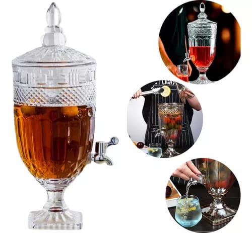 Textured Glass Beverage Dispenser with Tap - 5 L