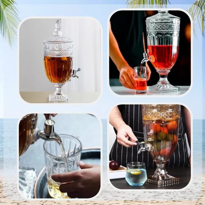 Textured Glass Beverage Dispenser with Tap - 5 L