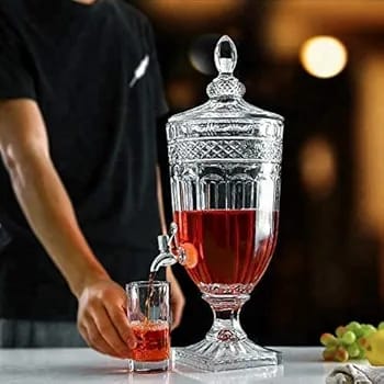 Textured Glass Beverage Dispenser with Tap - 5 L