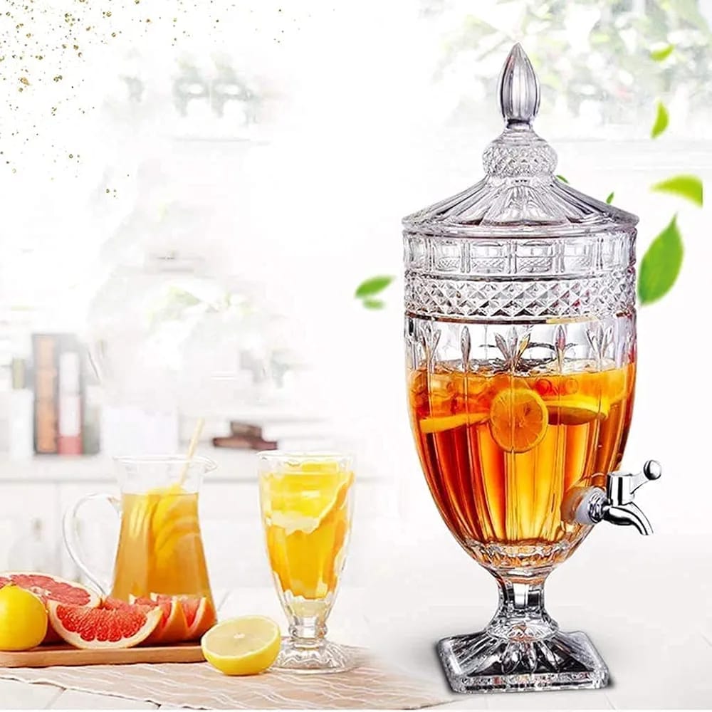 Textured Glass Beverage Dispenser with Tap - 5 L