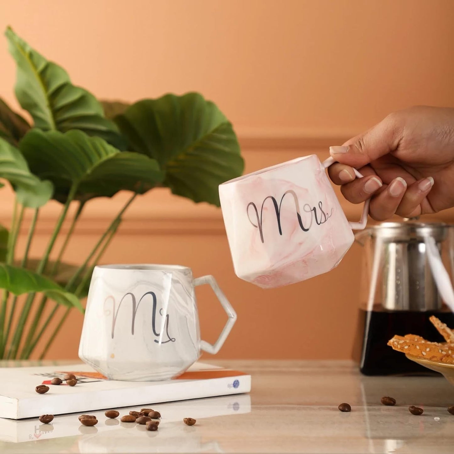 Luxury Marble Pattern Mr And Mrs Coffee Mugs