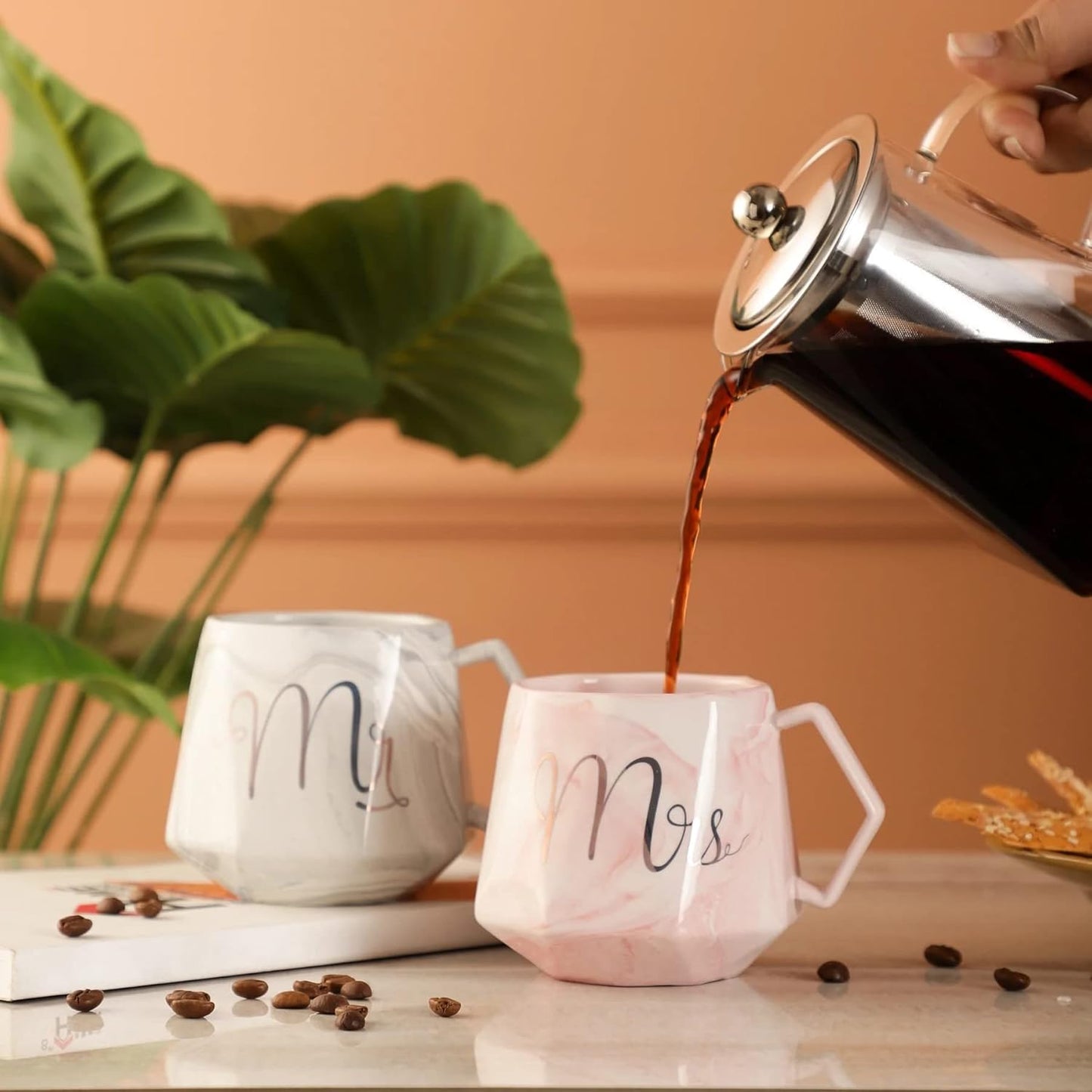 Luxury Marble Pattern Mr And Mrs Coffee Mugs