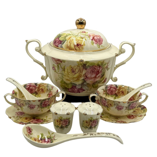 Soup Set White Flora 23pcs