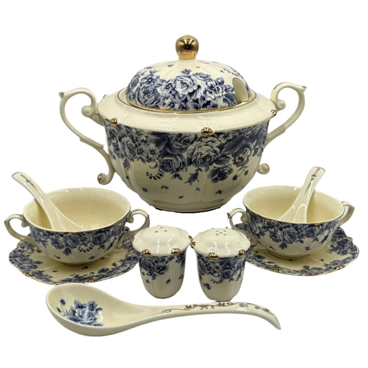 Soup Set Blue Flora 23pcs