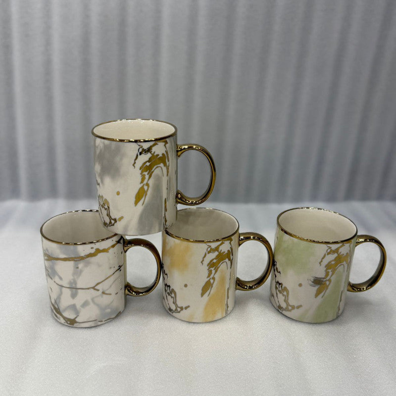 Luxury Gold-Accented Marble Ceramic Coffee Mug
