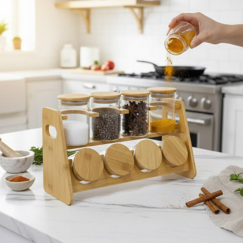 BambooAura Rotating Spice Station – Premium Kitchen Organizer | Adornia.pk