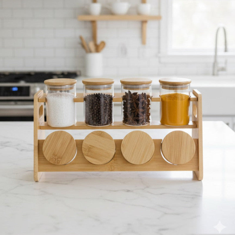 BambooAura Rotating Spice Station – Premium Kitchen Organizer | Adornia.pk