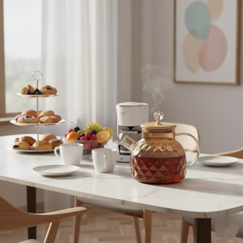 Golden Glass Teapot with Stainless Infuser