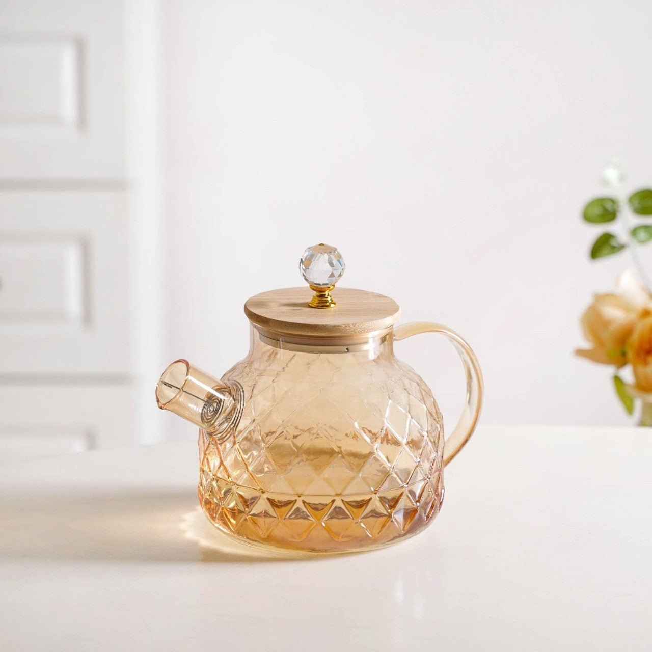 Golden Glass Teapot with Stainless Infuser