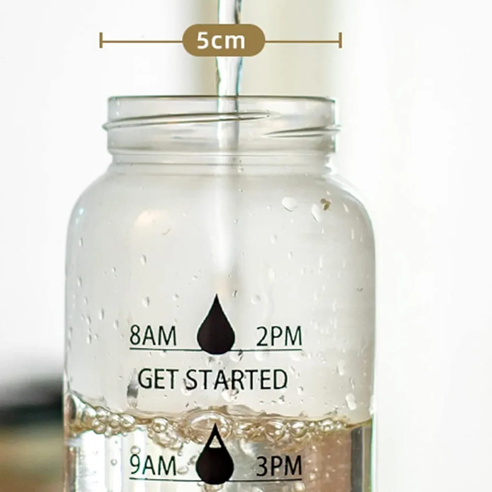 HydraMark Glass Bottle with Bamboo Lid & Time Marker