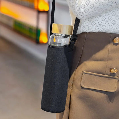 HydraMark Glass Bottle with Bamboo Lid & Time Marker