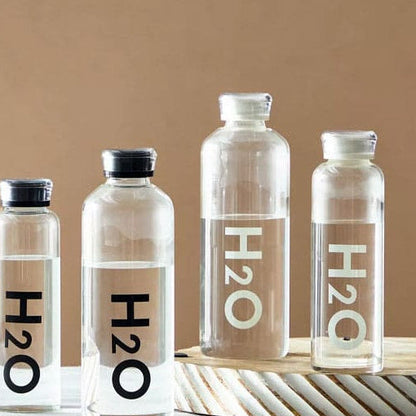 H2O LumiVac Glass Water Bottle with Vacuum Lid