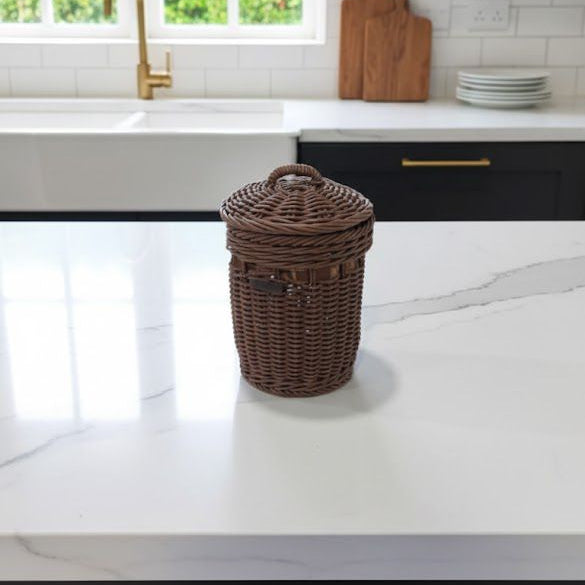 3Pcs Handmade Cylindrical Baskets with Lids (51122) by Ziba