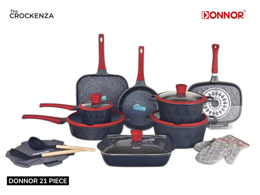 DONNOR 21-Piece Luxury Granite Cookware Set – Non-Stick Pots and Pans with Advanced Never-Stick Technology (PFOA-Free, Induction Ready)