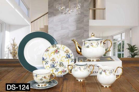 Imported Luxury Johnson Brothers–Inspired 24-Piece Fine Dining Tea Set DS-124