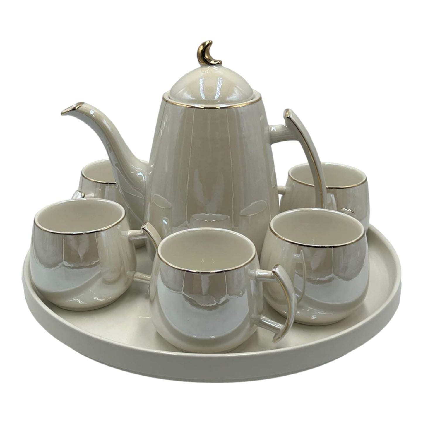 Ceramic Tea Set With 6 Cups 1 Kettle And 1 Tray