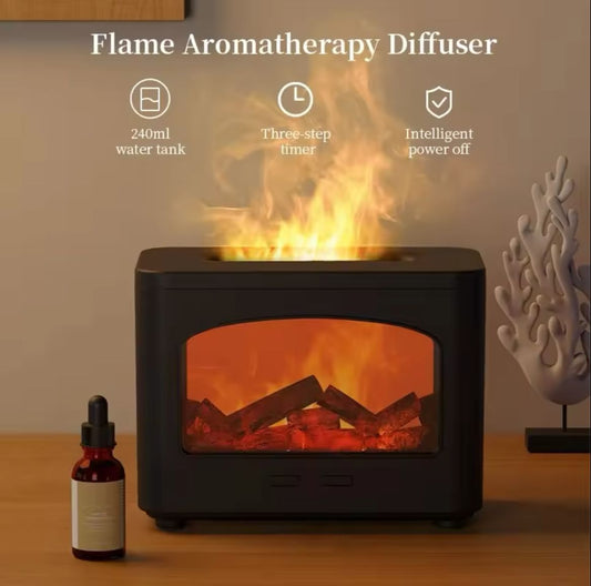 Flame Humidifier Essential Oil Diffuser with Fireplace Lantern