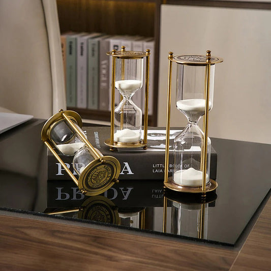 Sandglass Nordic Retro Glass  Metal Timer Vintage Luxury Ornament Room Decor Creative Gift