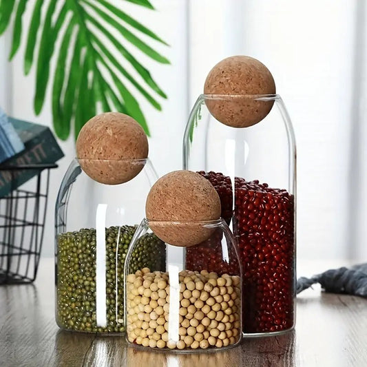 Glass Bottle Sealed Jar With Spherical Cork