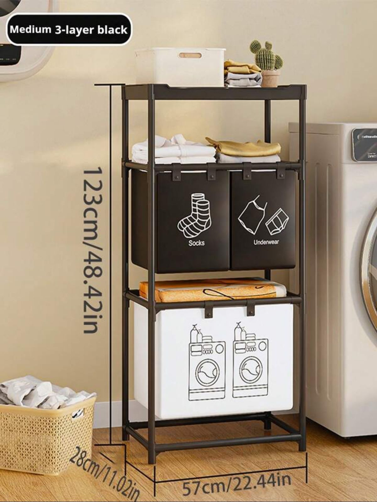 Large capacity folding laundry basket