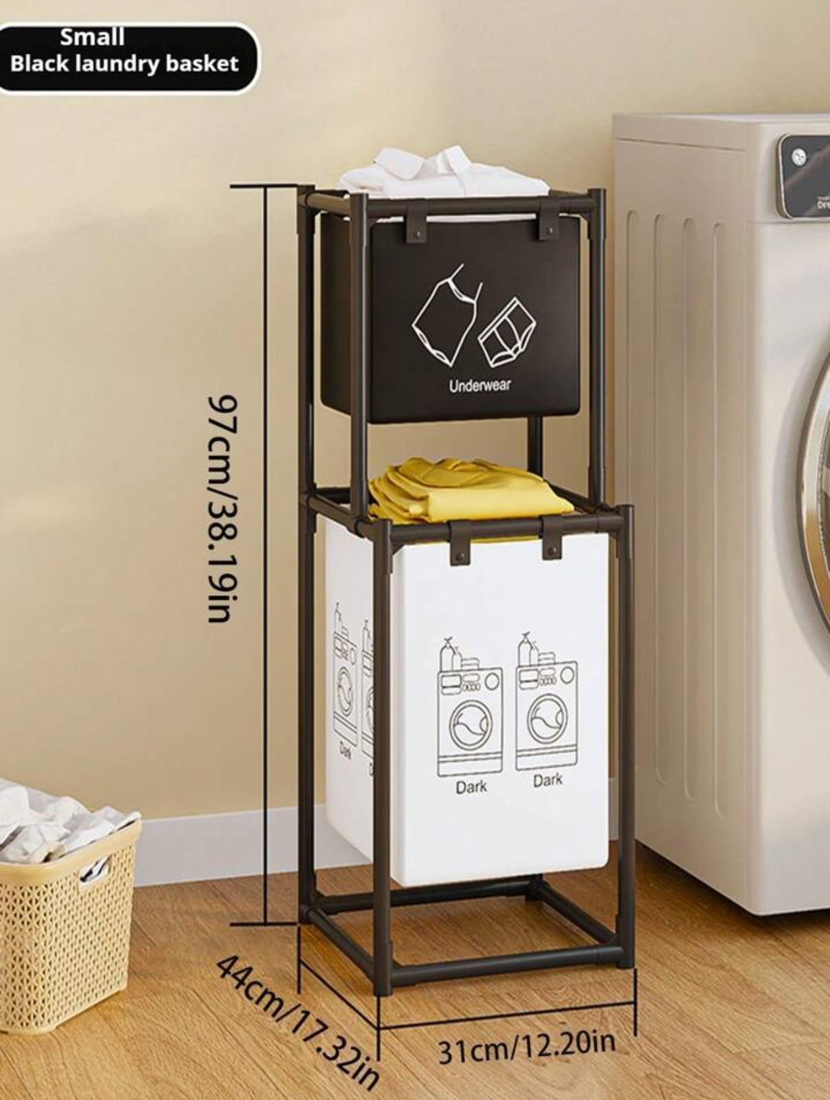 Large capacity folding laundry basket