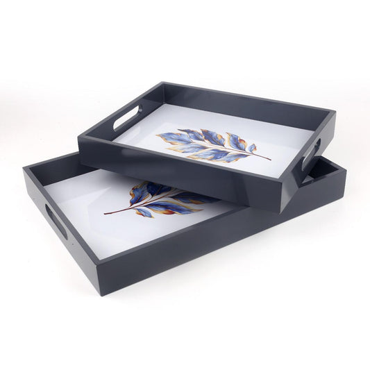 Modern Serving Tray (Blue Leaf)