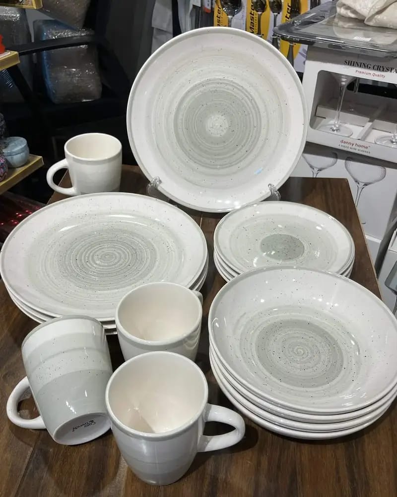 16 Pcs Breakfast Set (White & Grey)