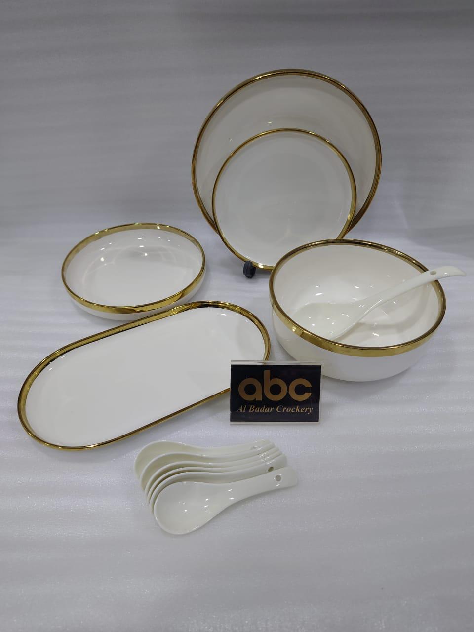 European White Gold Side Tableware Dinner Set (35pcs)