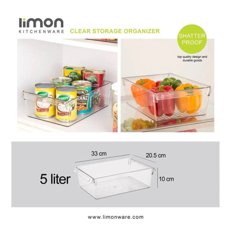 Limon Top-Grade Clear Storage Organizer – Durable Multi-Purpose Plastic Container for Home, Kitchen & Office | Adornia.pk