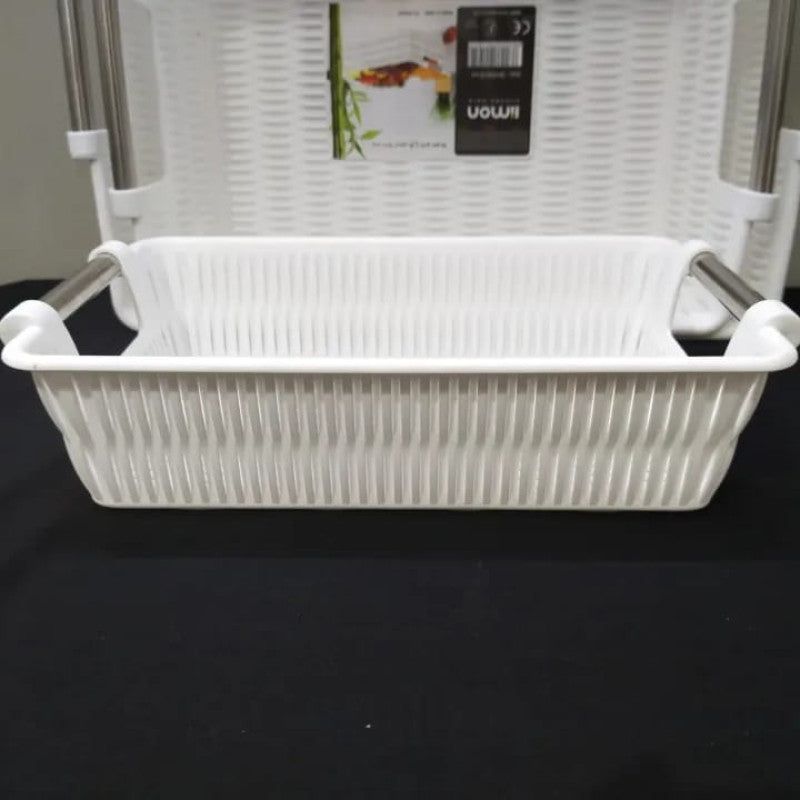 Limon Multipurpose Rectangular Bamboo Basket with Steel Handles – Stylish Storage Organizer for Home & Kitchen | Adornia.pk