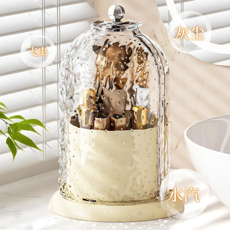 GlamSpin Rotating Makeup Brush Organizer – Dust-Proof Tube with Compartments