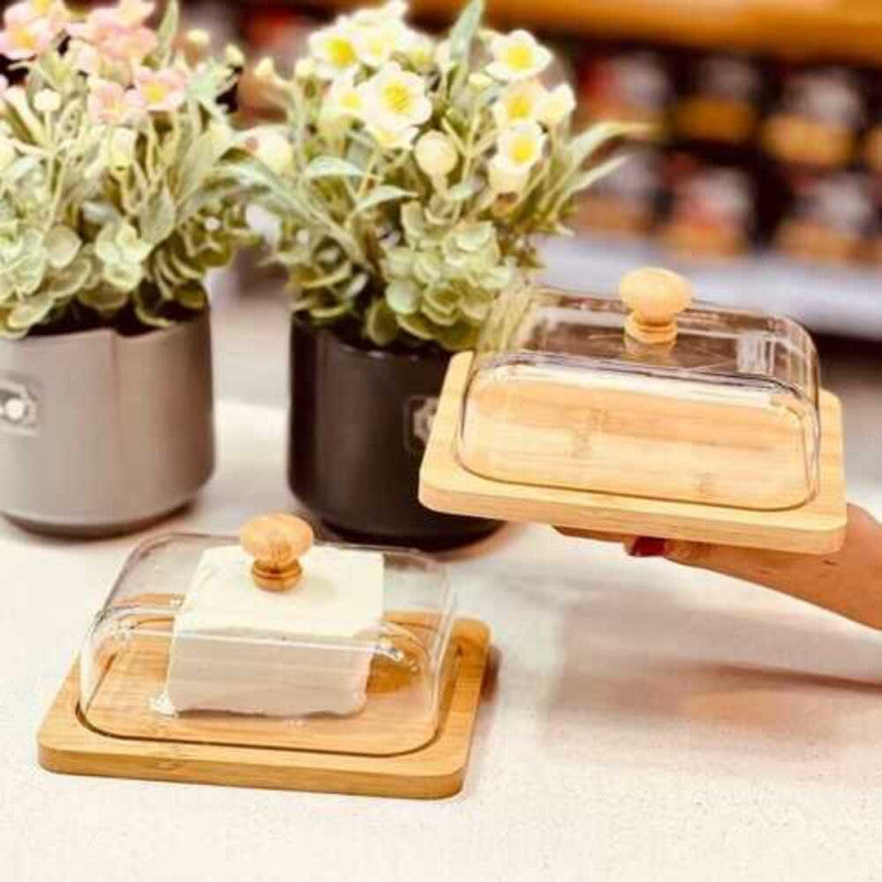 Limon MultiServe Wooden Storage Keeper with Clear Acrylic Lid – Elegant Snack & Dry Food Organizer | Adornia.pk