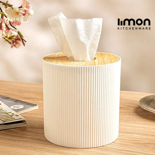 Limon WoodAura Round Tissue Holder – Elegant Wooden Design for Modern Homes & Offices | Adornia.pk