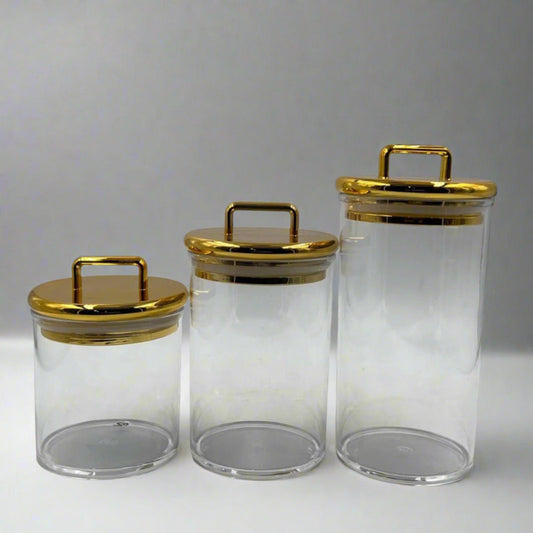3-Piece Acrylic Storage Jar Set– Elegant & Versatile (1)
