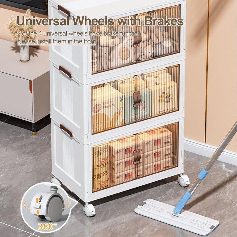 FlexiStack Movable Multi-Tier Storage Organizer – Space-Saving Rolling Rack | Adornia.pk