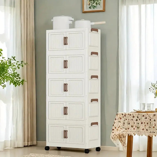 FlexiStack Movable Multi-Tier Storage Organizer – Space-Saving Rolling Rack | Adornia.pk