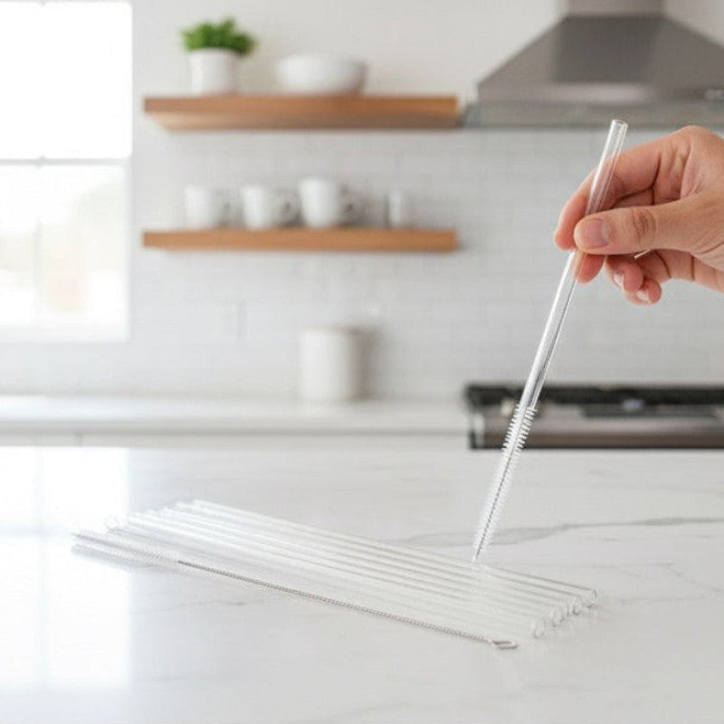 SipEase Eco-Friendly Reusable Straw Set – 6-Pack with Cleaning Brush | Adornia.pk