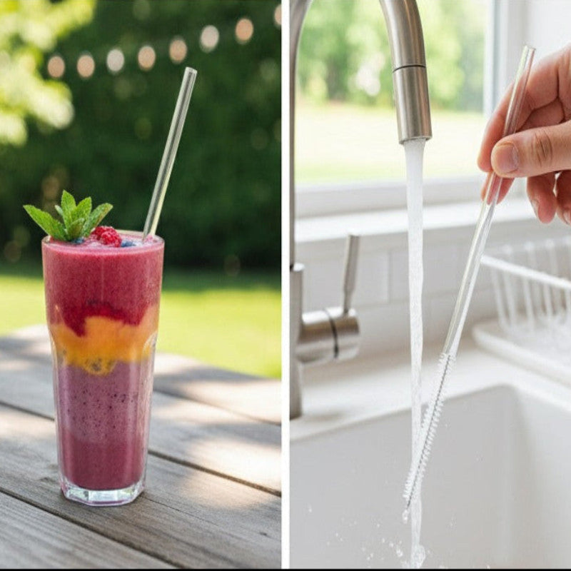 SipEase Eco-Friendly Reusable Straw Set – 6-Pack with Cleaning Brush | Adornia.pk